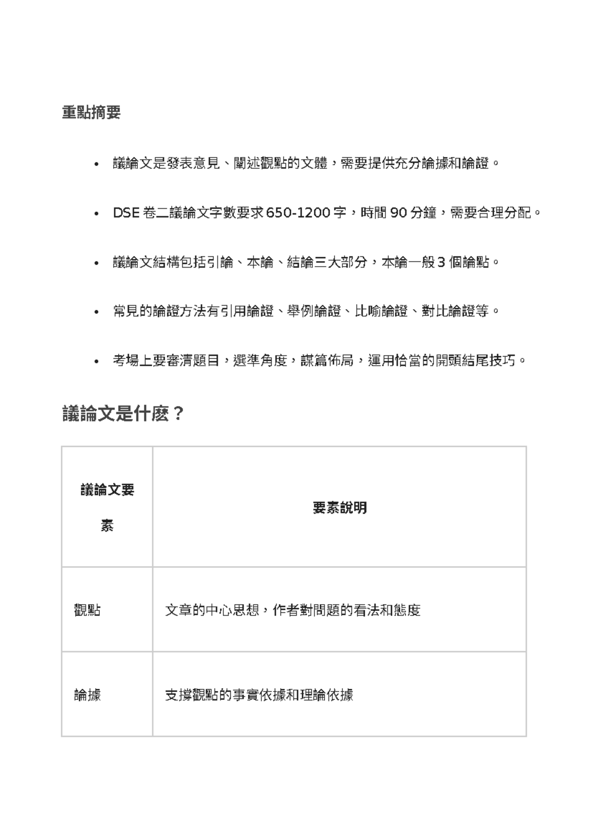 DSE 中文卷二議論文寫作重點與考試策略總結- Studocu