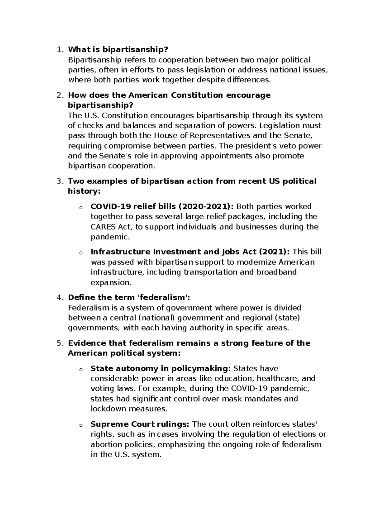 Bipartisanship and federalism - 1. What is bipartisanship ...