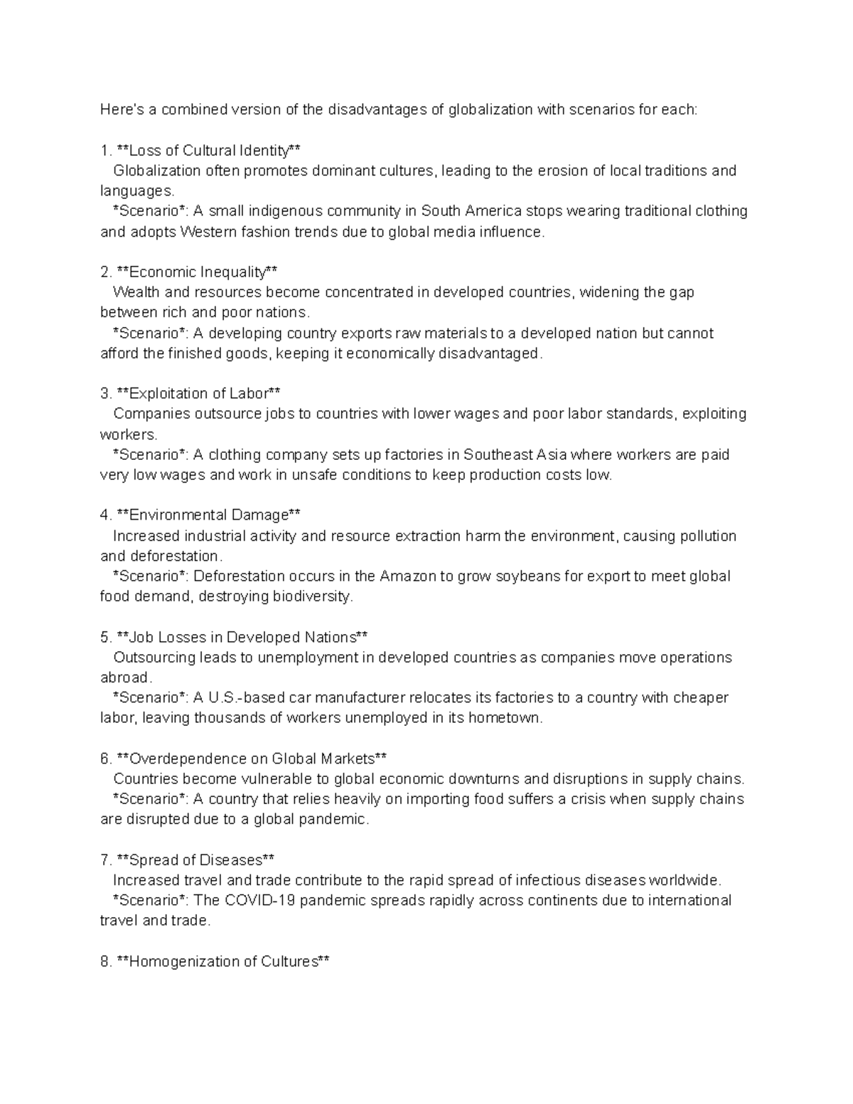 Advantage and disadvantage of globalization - Here’s a combined version ...
