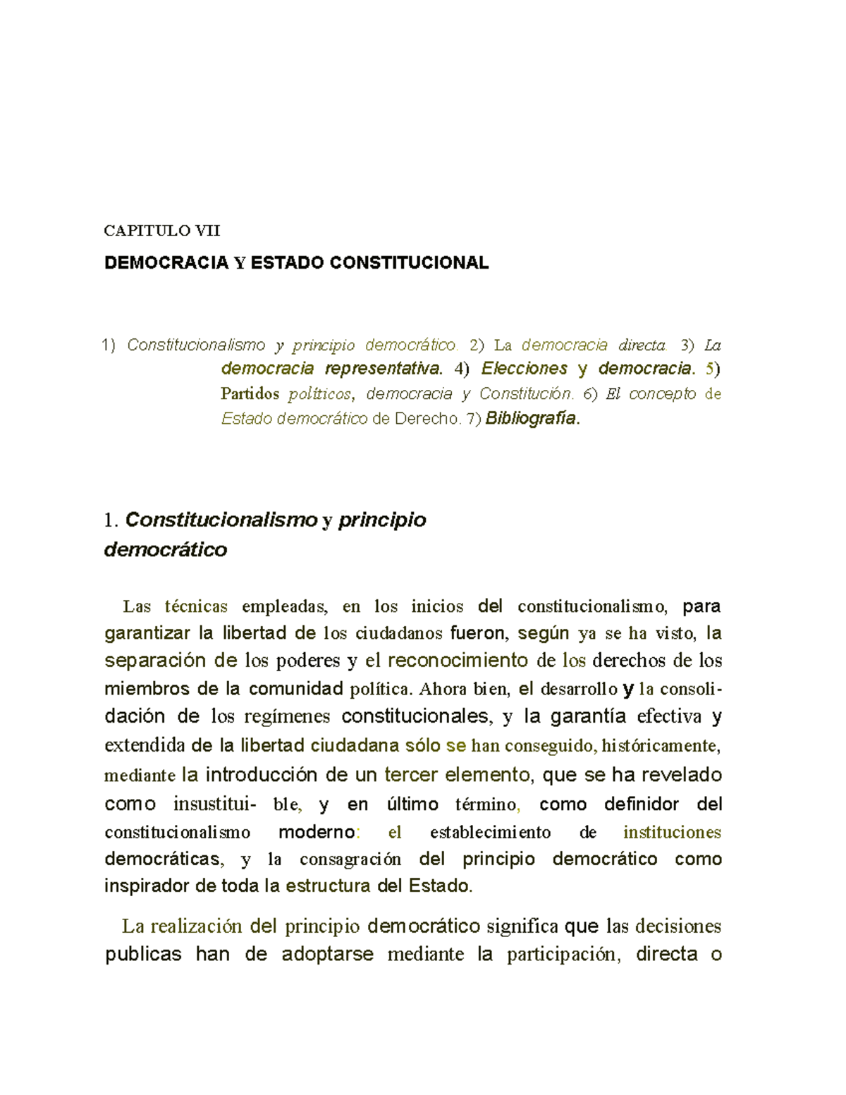 T7. Decocracia y estado constitucional - CAPITULO VII DEMOCRACIA Y ...