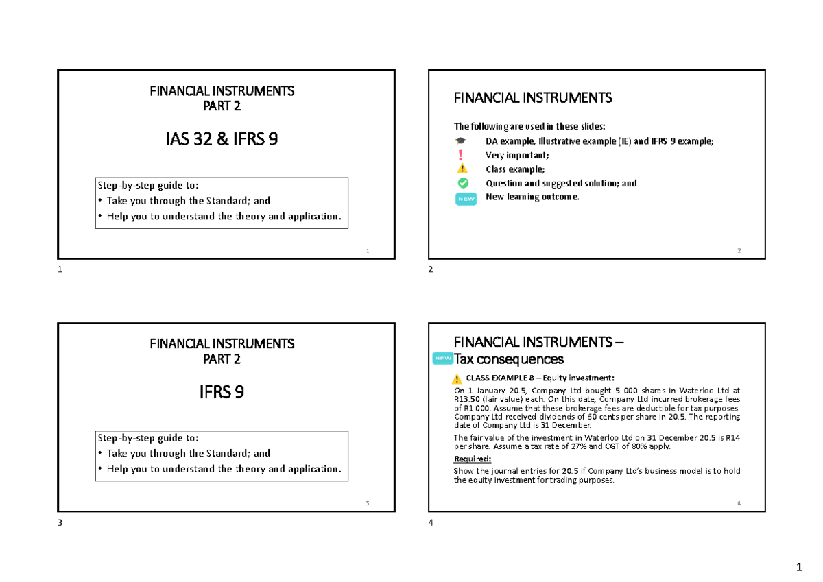 FI - IAS 32 & IFRS 9 slides PART 2 - FINANCIAL INSTRUMENTS PART 2 IAS ...