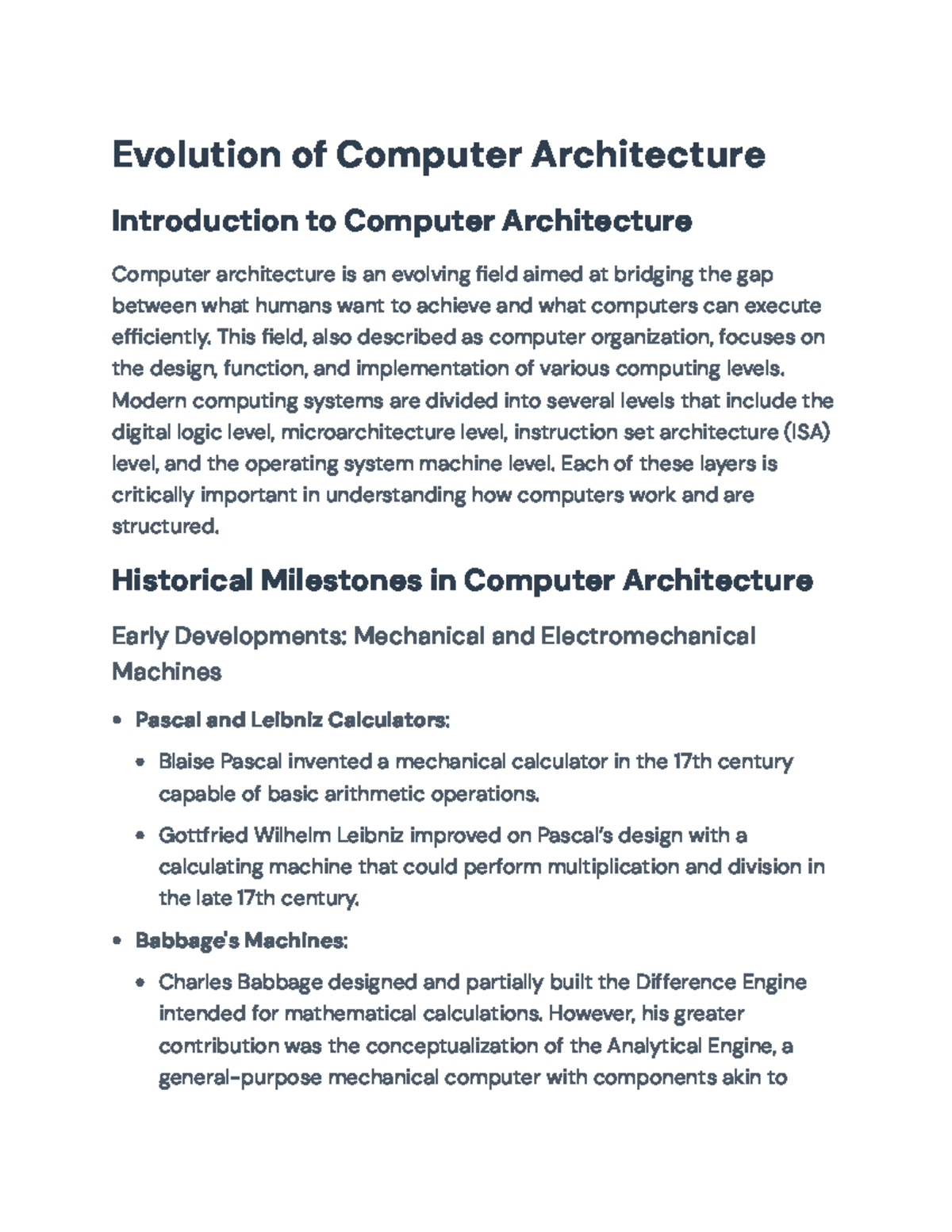 Evolution of Computer Architecture: Historical Milestones and Advances ...