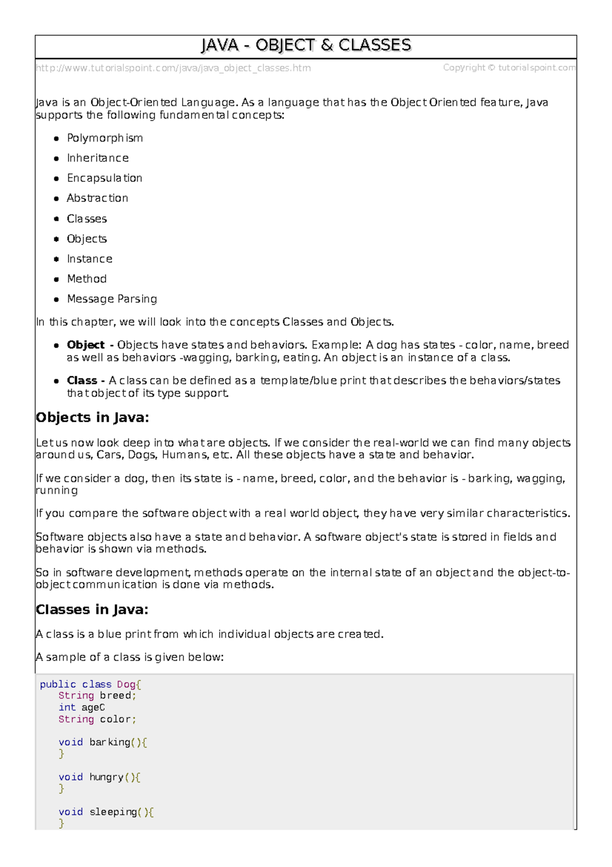 Java Object Classes Overview: Concepts & Examples - Studocu