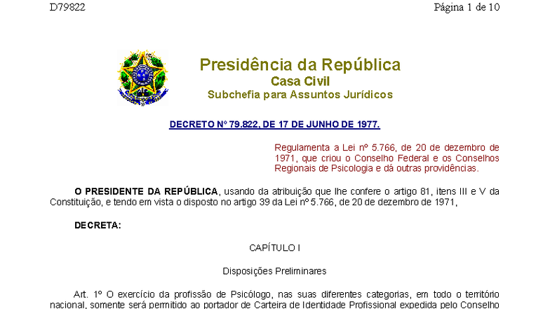 Decreto 1977 798221 - DECRETO Nº 79, DE 17 DE JUNHO DE 1977. O ...