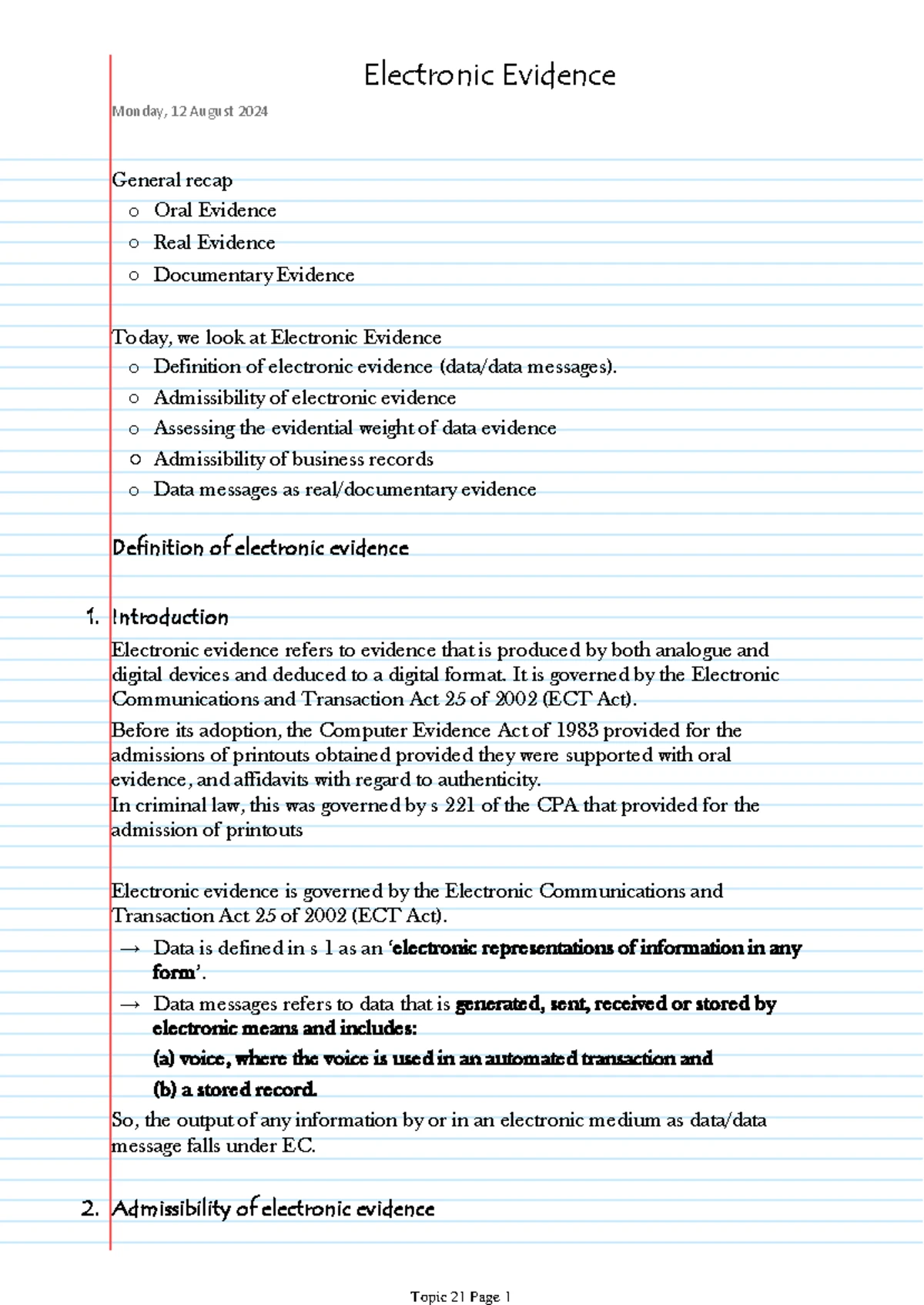 Topic 18: Comprehensive Guide to Oral Evidence in Legal Proceedings ...