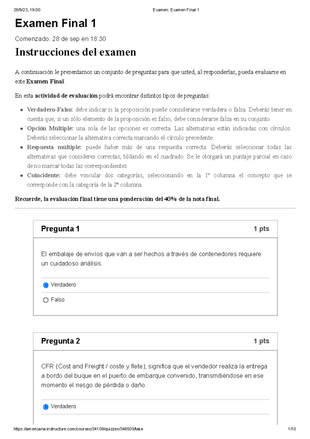 19:00 Examen: Examen Final 1 de Logística - Studocu