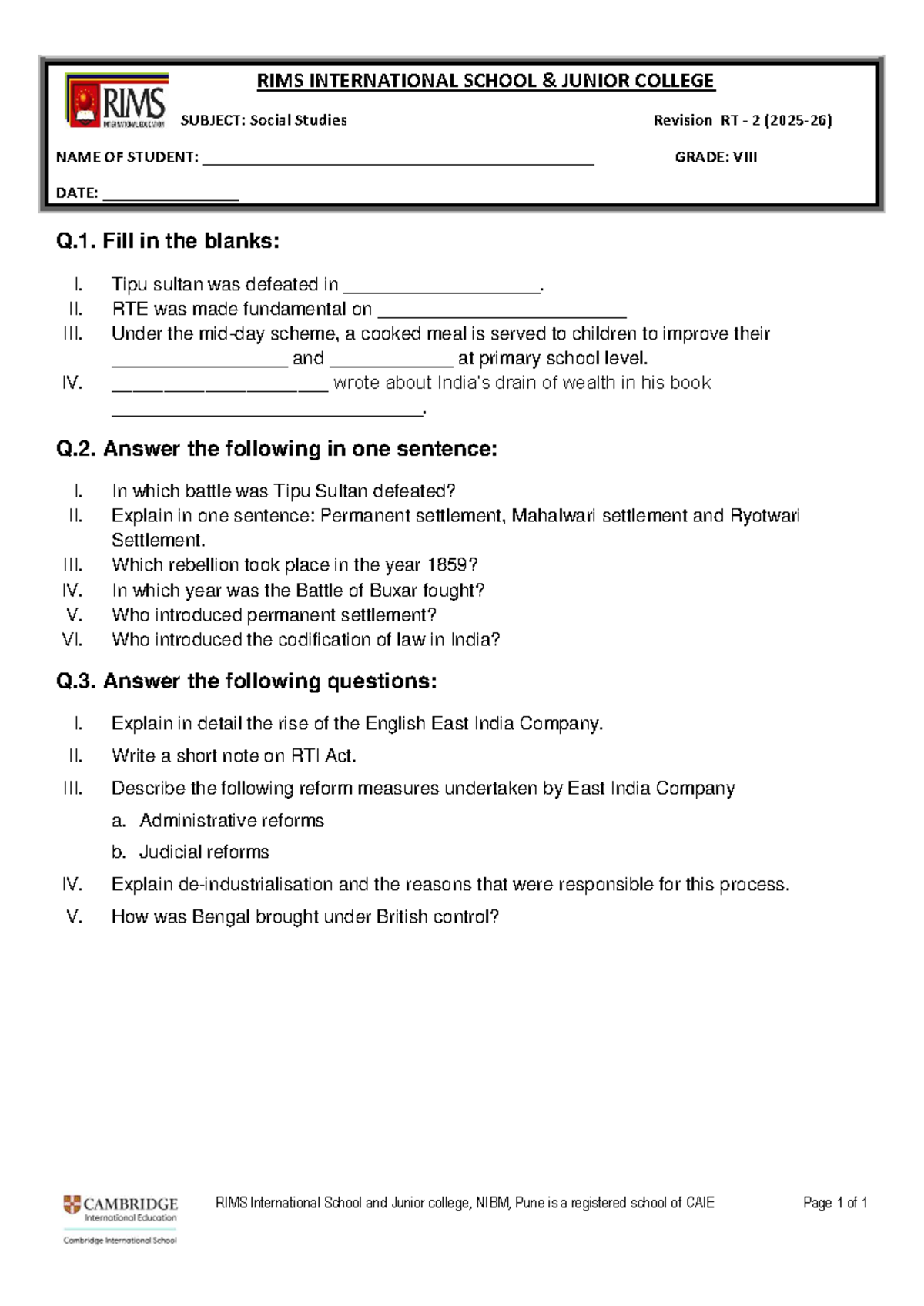 Grade 8 SST Revision RT 2 - Social Studies Notes - Studocu