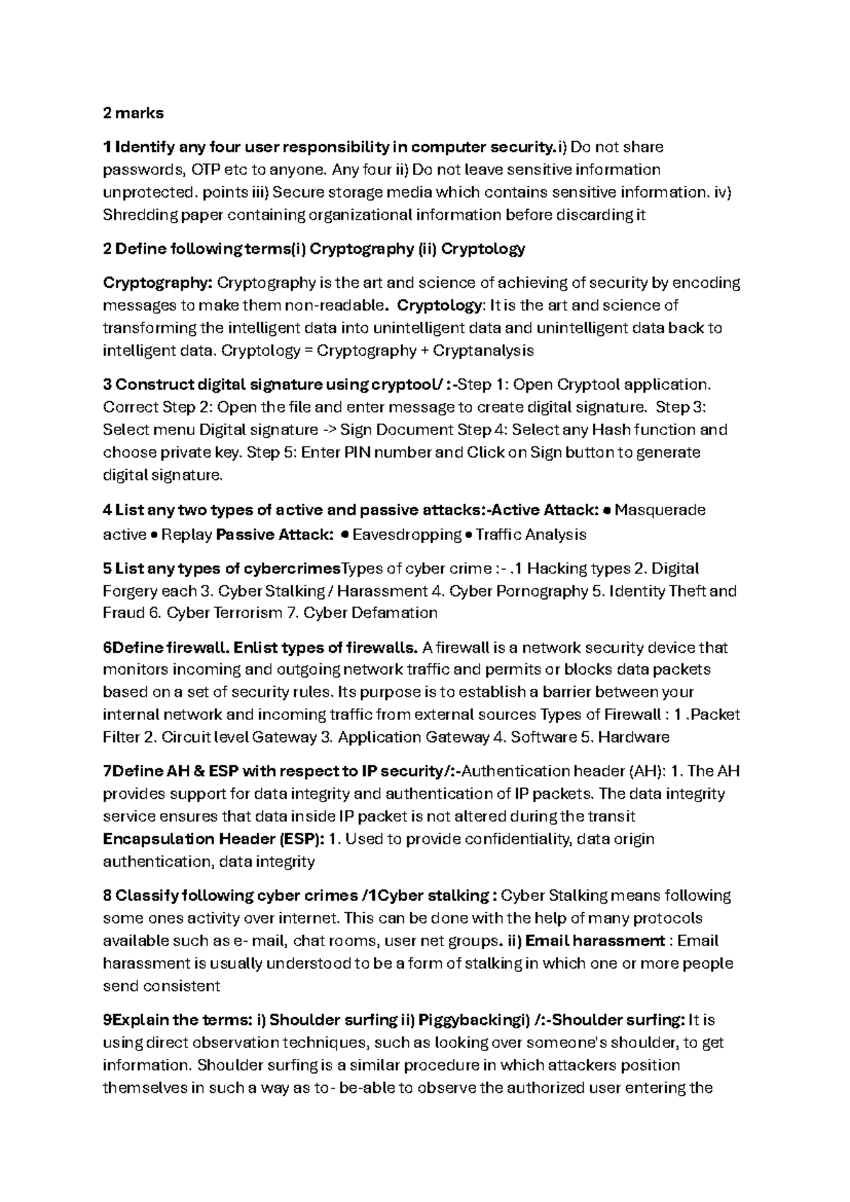 Computer Security Responsibilities and Concepts - CS101 Final Exam ...