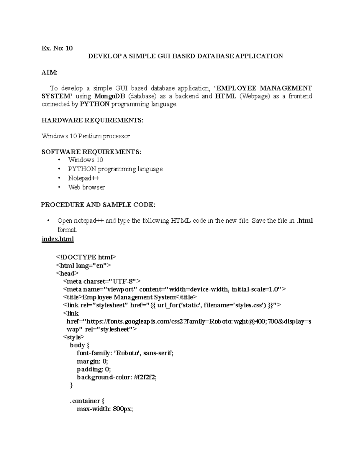 Employee Management System - Simple GUI App (Exp10) - Studocu