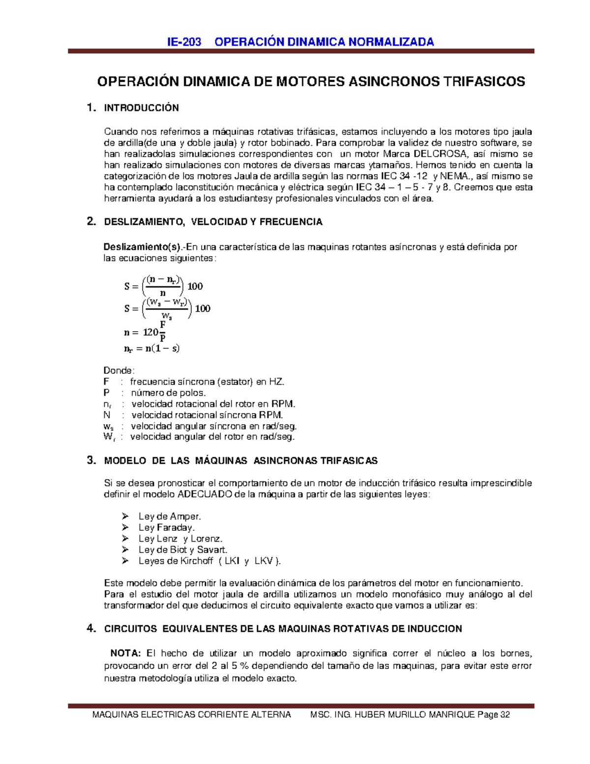 ME II 204 Operación Dinámica de Motores Eléctricos - Setiembre 2018 - Document Preview