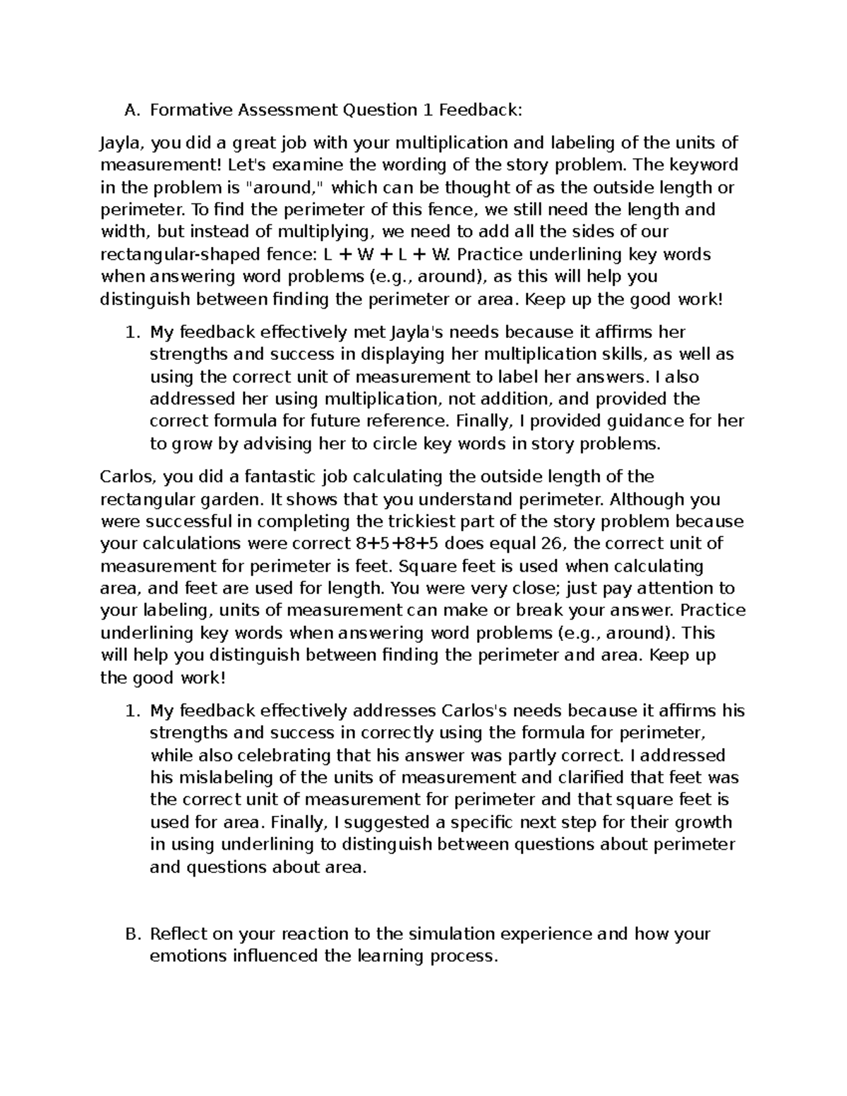 D659 Formative Assessment Feedback and Reflection on Learning - Studocu