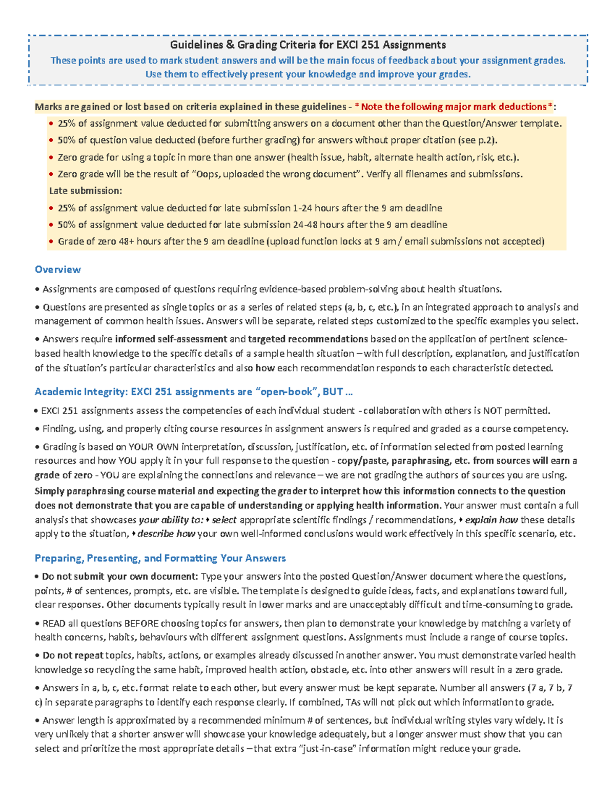 251-1 Assignment Guidelines and Grading Criteria - Guidelines & Grading ...