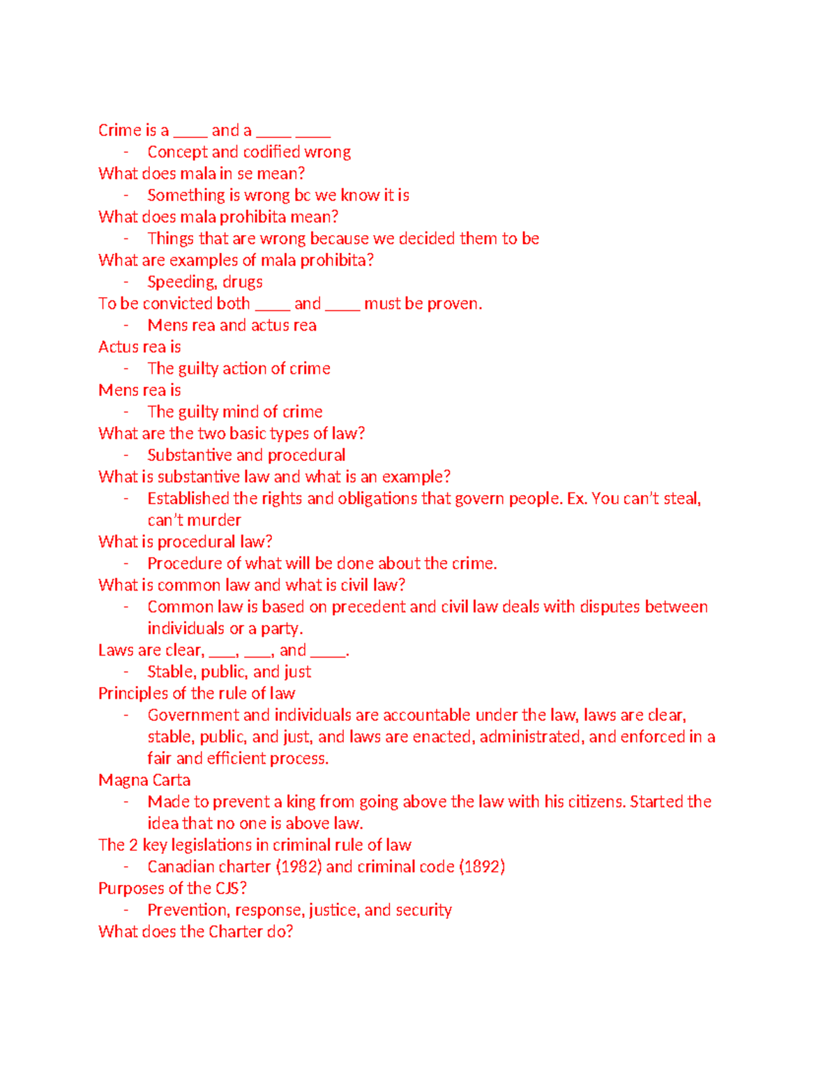 LAWS 2301 Midterm Study Guide: Key Concepts in Criminal Law - Studocu