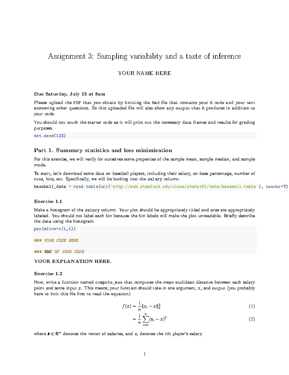 Assignment 3: Sampling Variability & Inference in Data Science - Studocu
