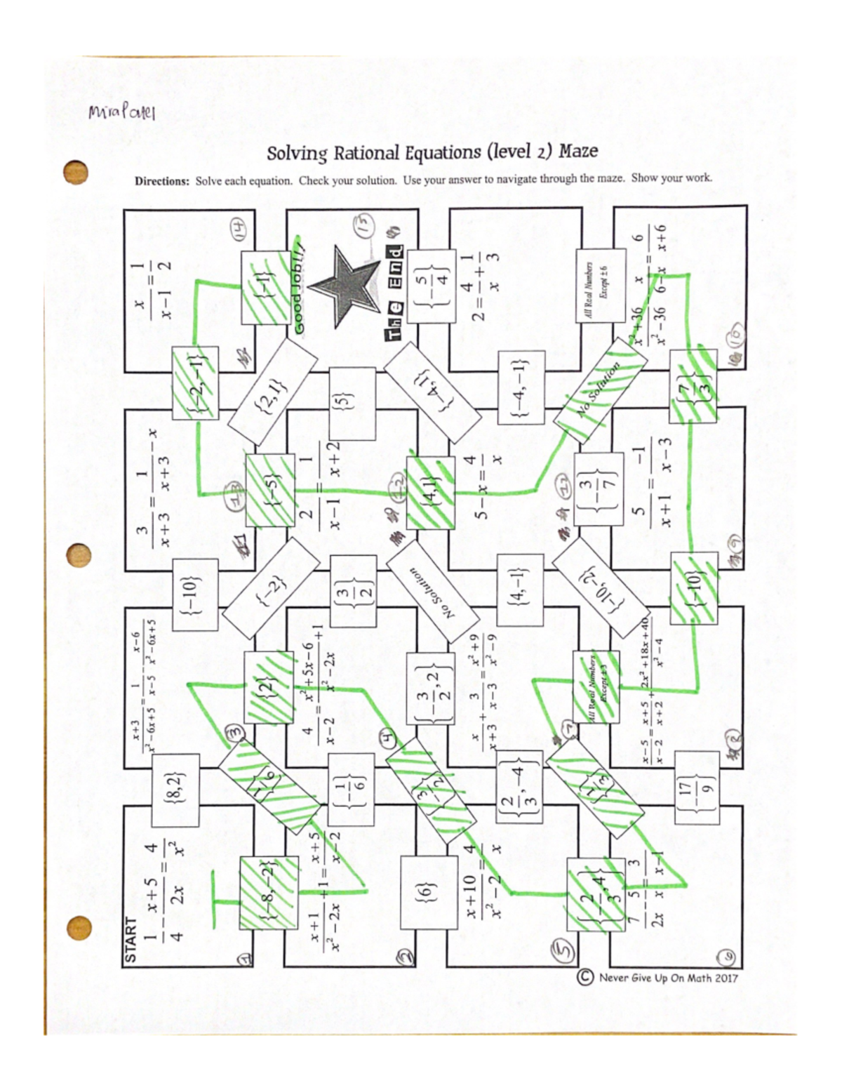 Solving Level 2 Rational Equations: Maze 2 Solutions Guide - Studocu