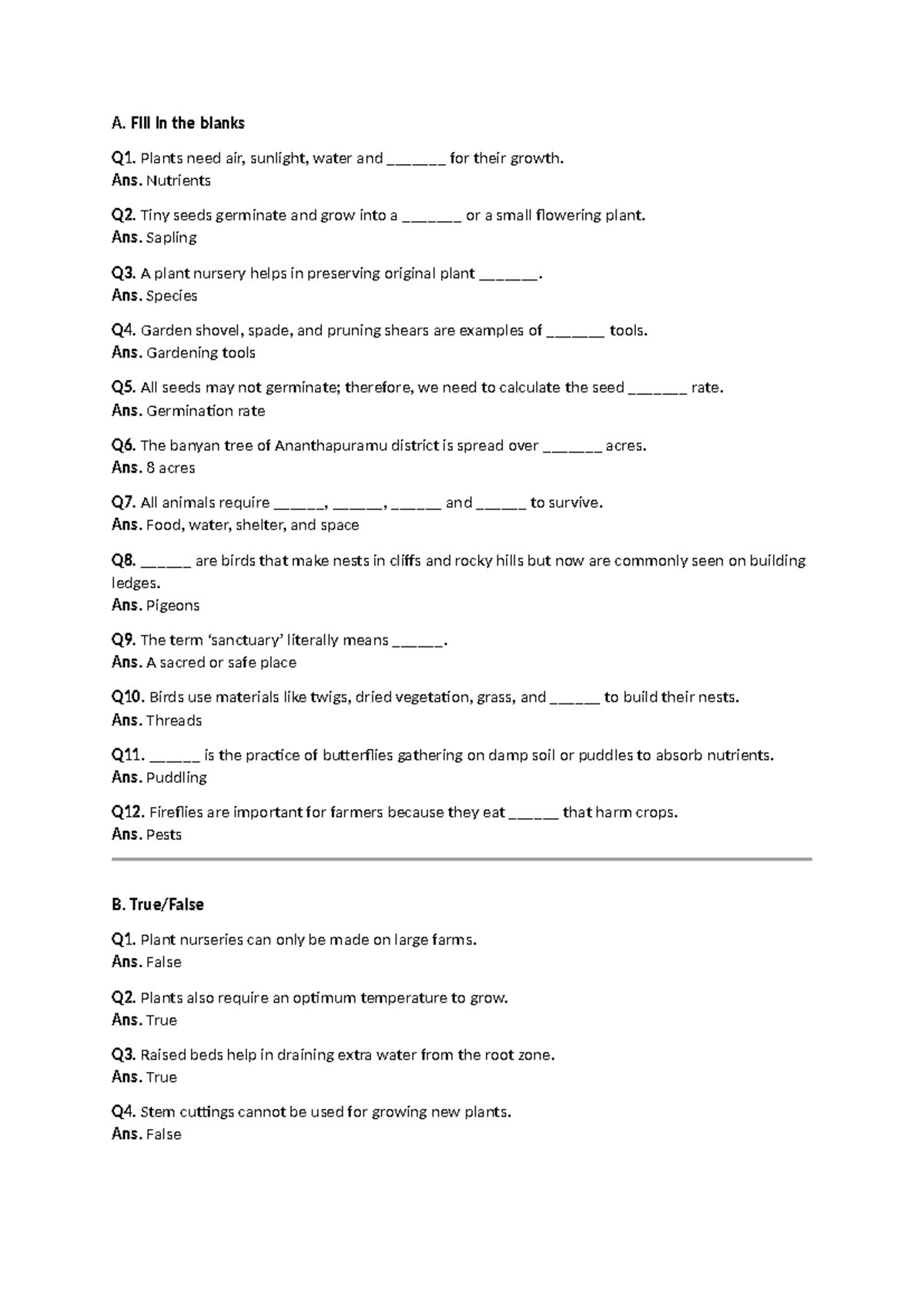 Class 7 Important Notes on Plants and Wildlife - Studocu