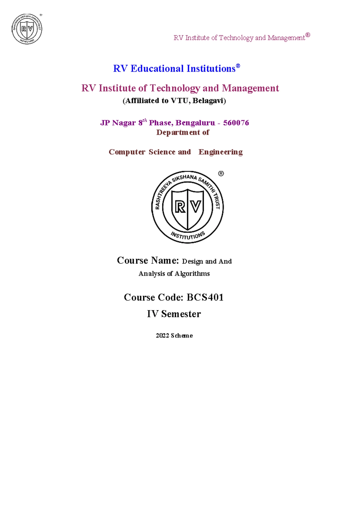 Design and Analysis of Algorithms (BCS401) - Module 2 Notes - Studocu