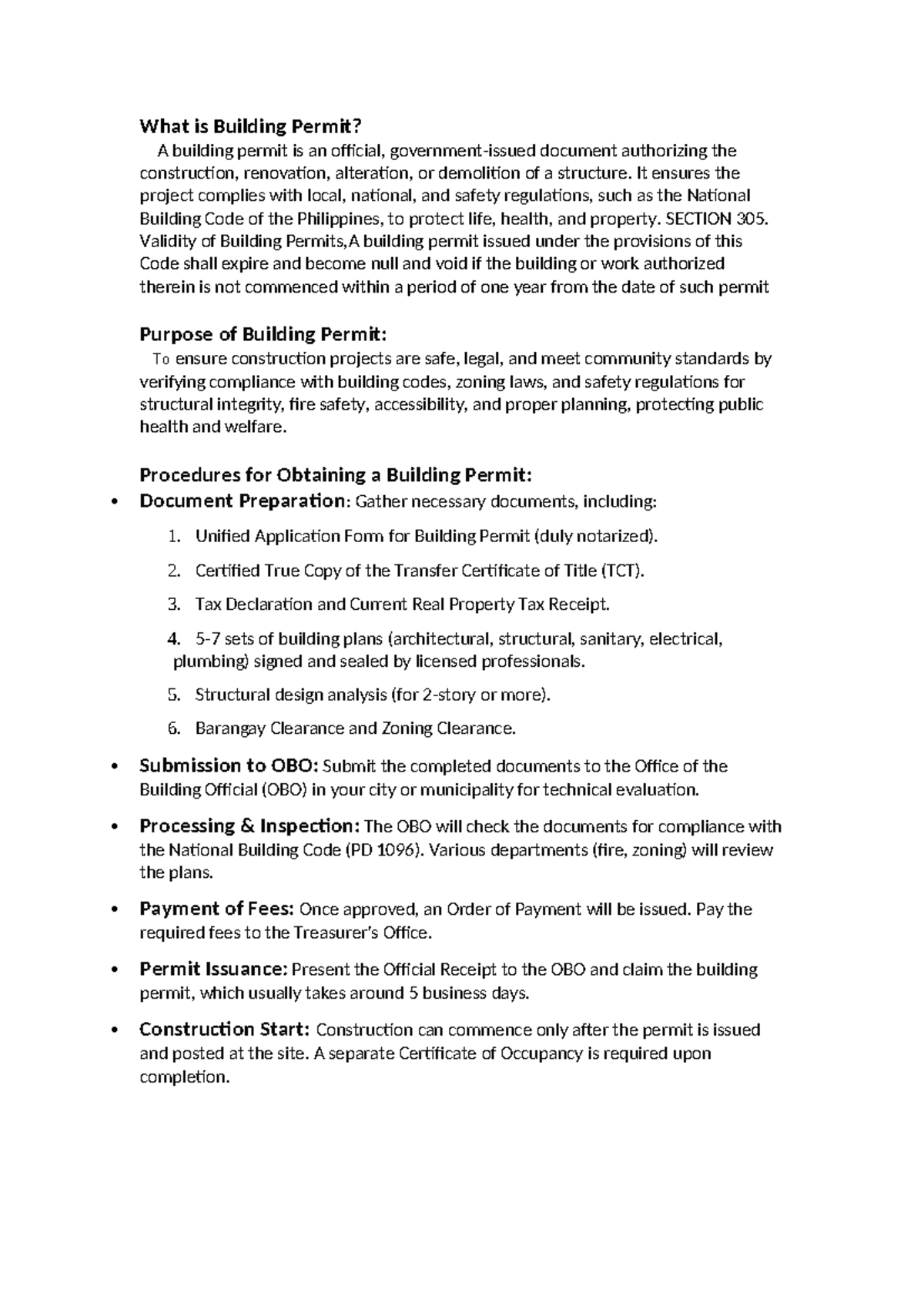Building Permit & Occupancy Permit Guidelines (BP 101) - Studocu