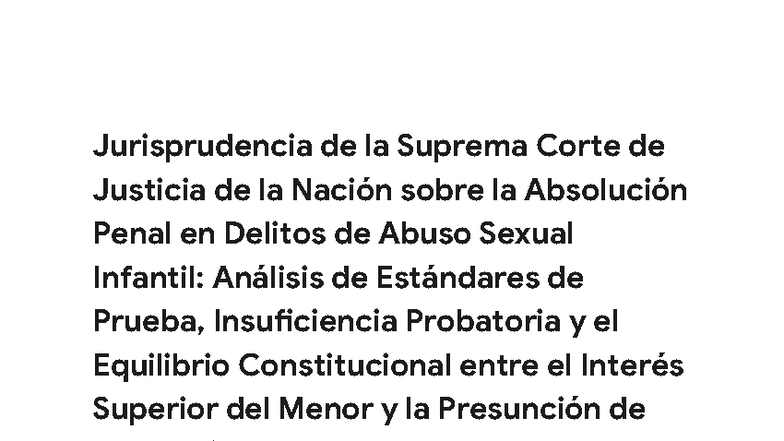 Absolución en Delitos de Abuso Sexual Infantil: Análisis SCJN - Studocu