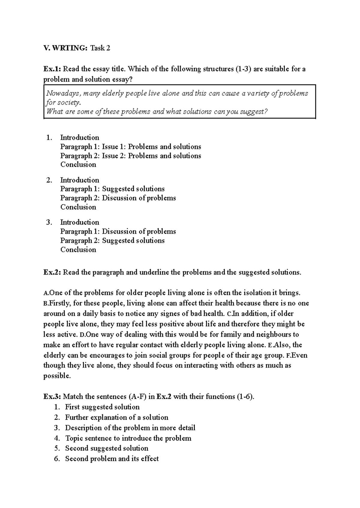 Module 3 - Writing: Problem & Solution Essay Structures and Tasks - Studocu