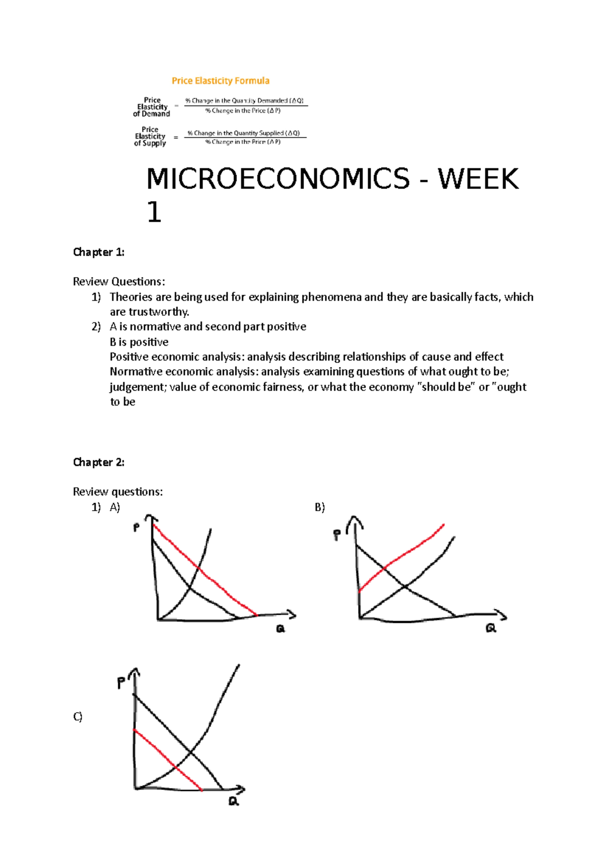 Microeconomics Week 1 Review & Exercises - ECON101 - Studeersnel
