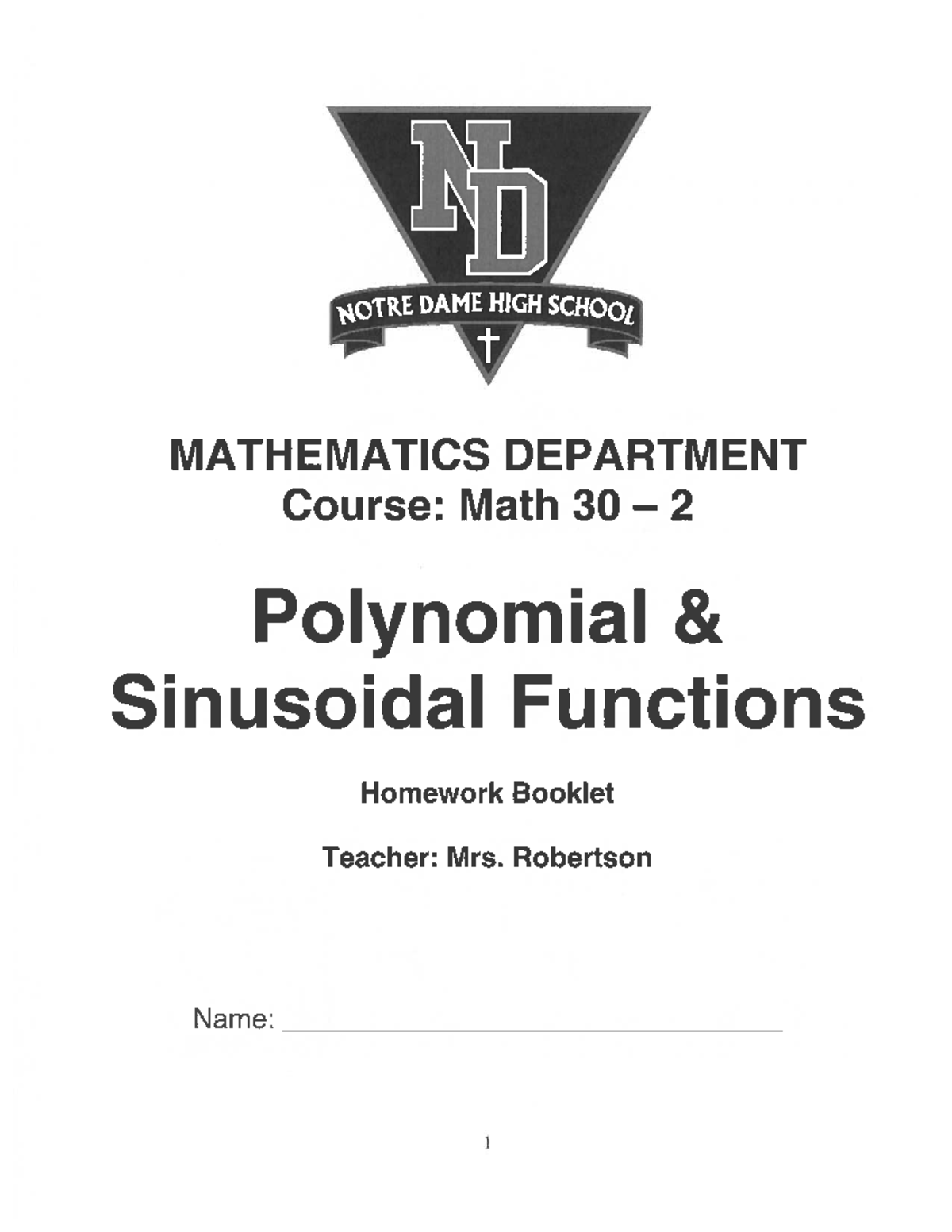 Math 30 2 Polynomial & Sinusoidal Functions Homework Key - Studocu