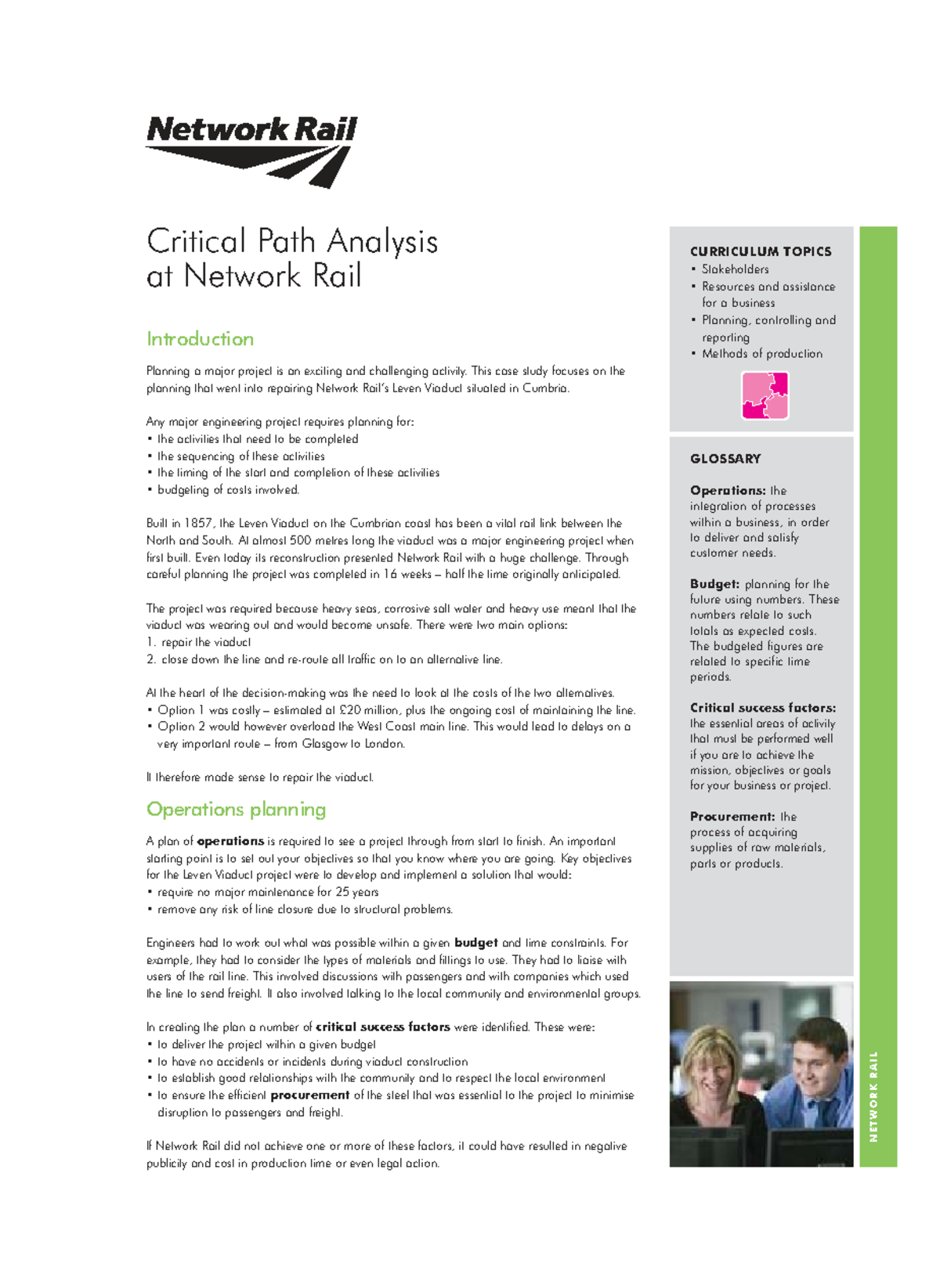Critical Path Analysis Case Study: Network Rail's Leven Viaduct Project ...