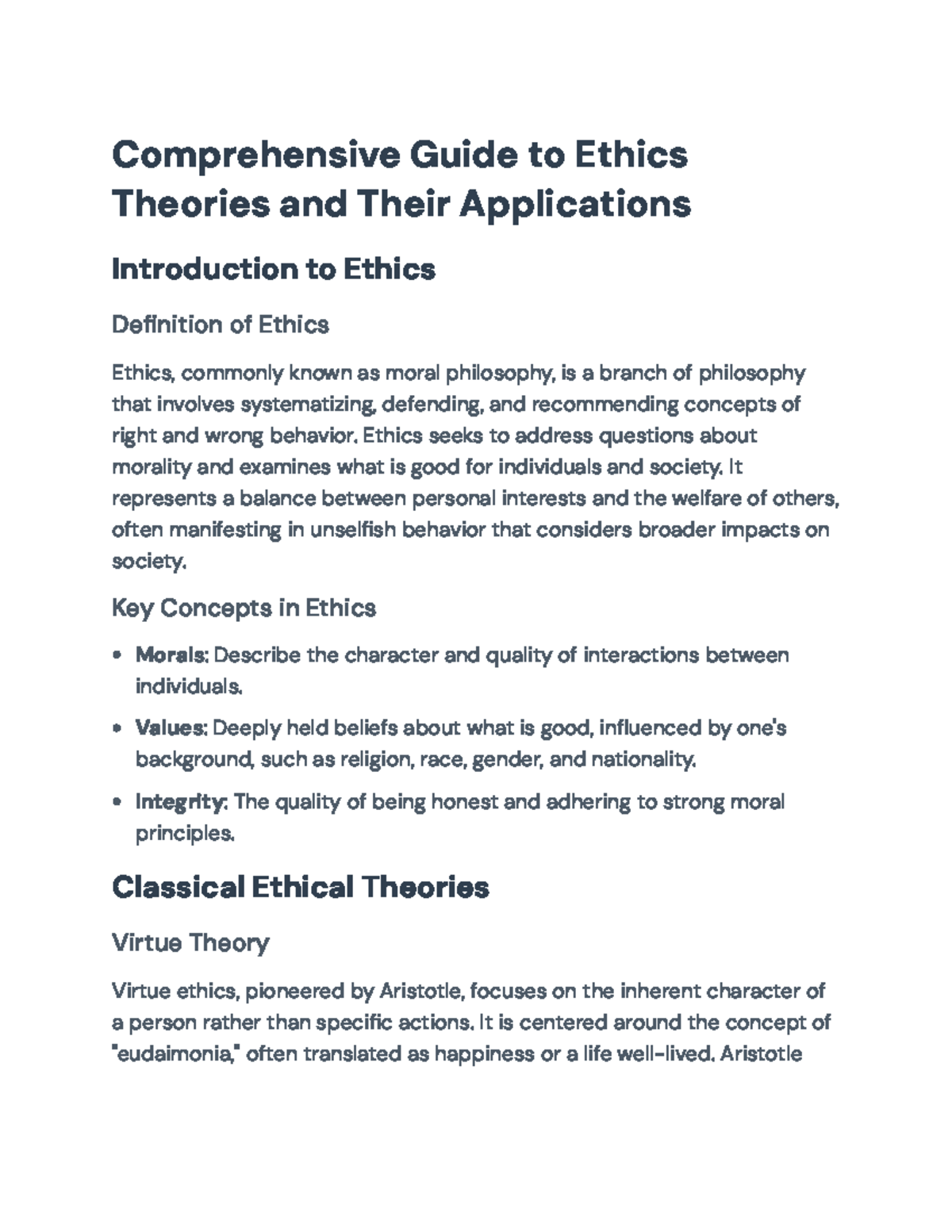 Comprehensive Guide to Ethics: Theories and Their Applications ...