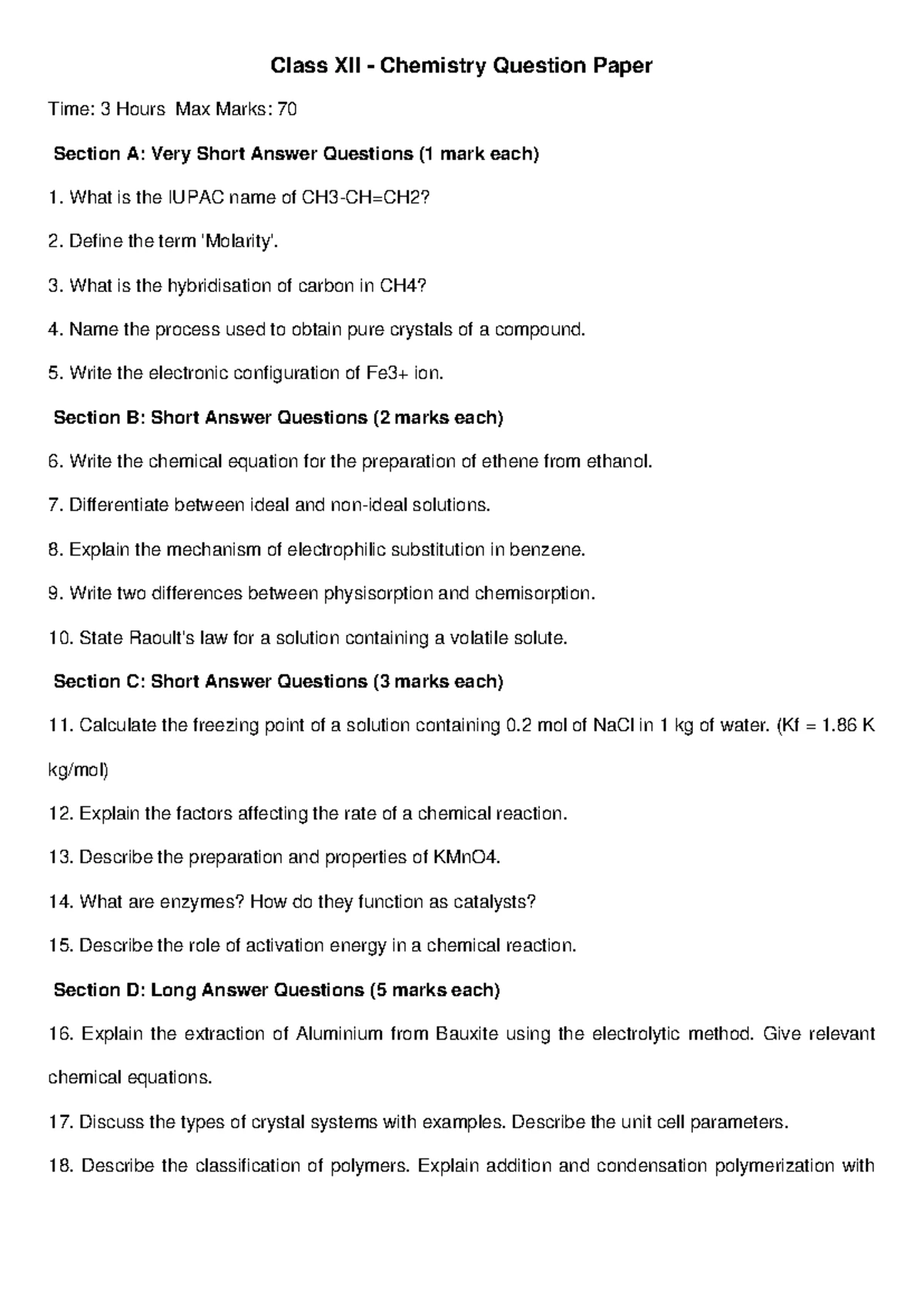 Class XII Chemistry Haloalkanes Exam Prep Guide - Studocu