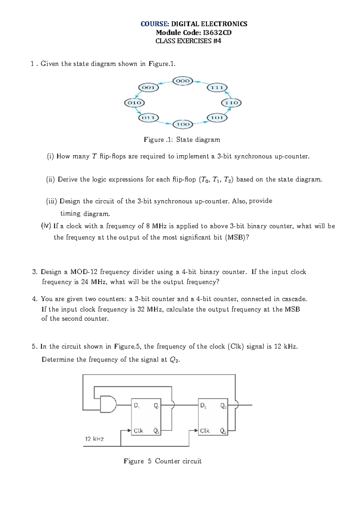 Digital Electronics I3632CD Class Exercises and Circuit Design - Studocu