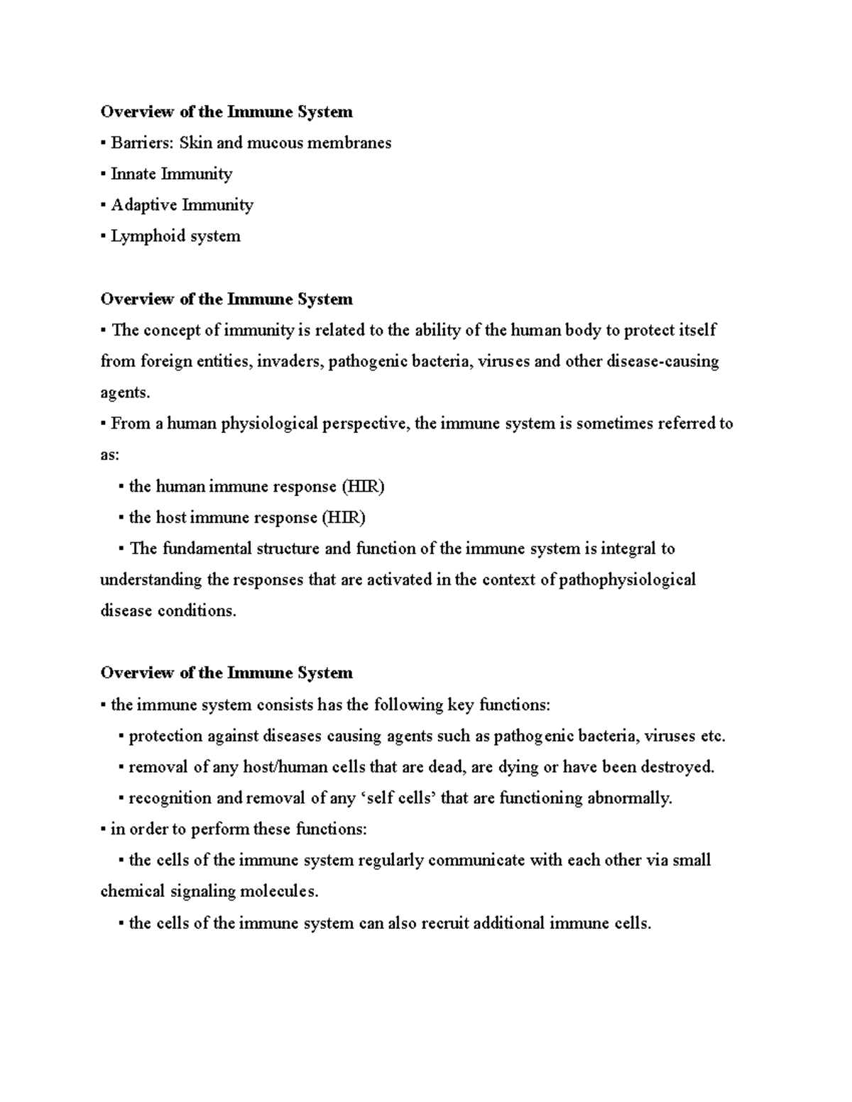 Immunity Overview: Key Concepts and Functions (Immunity Part 1) - Studocu