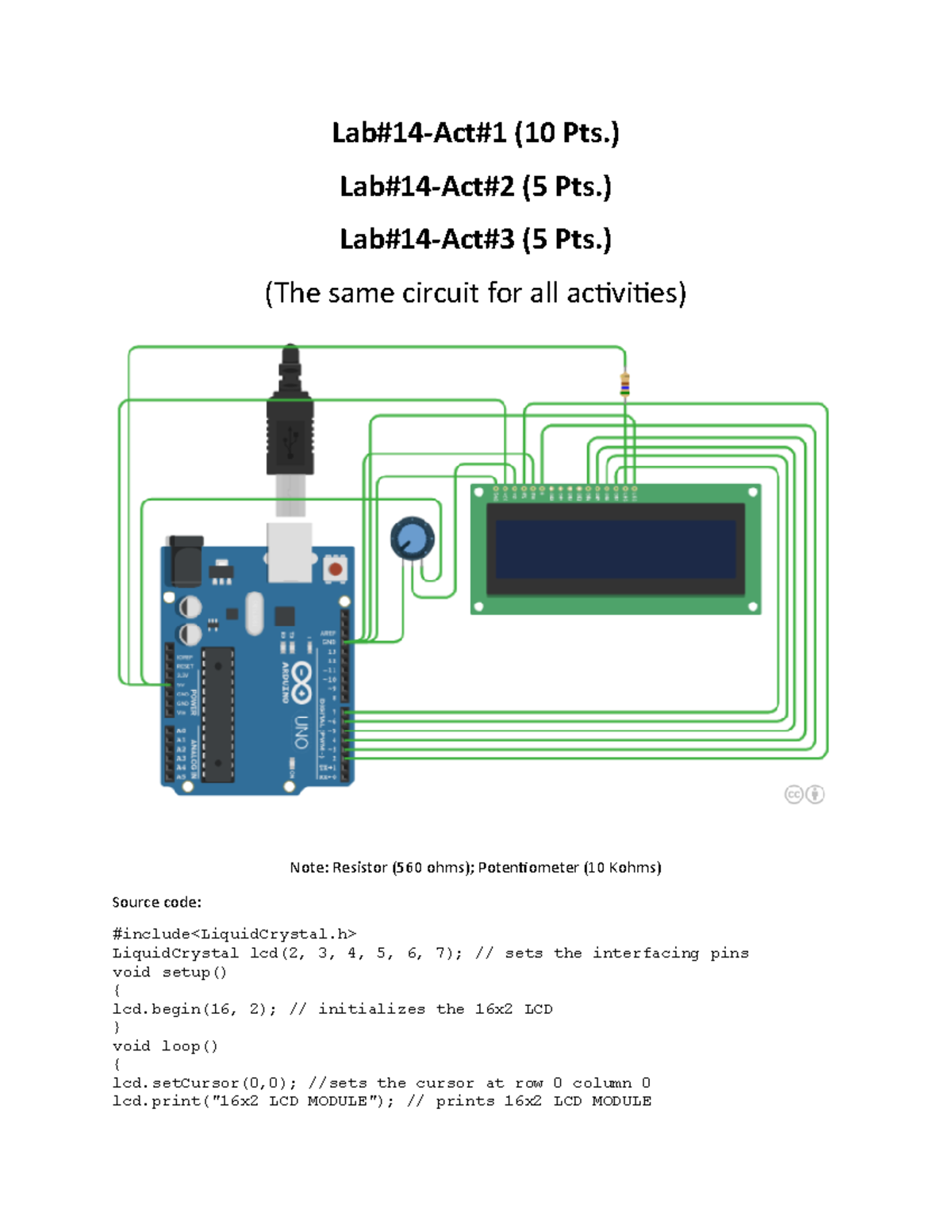Arduino Uno Lab#14 Activities Programming Guide - Studocu