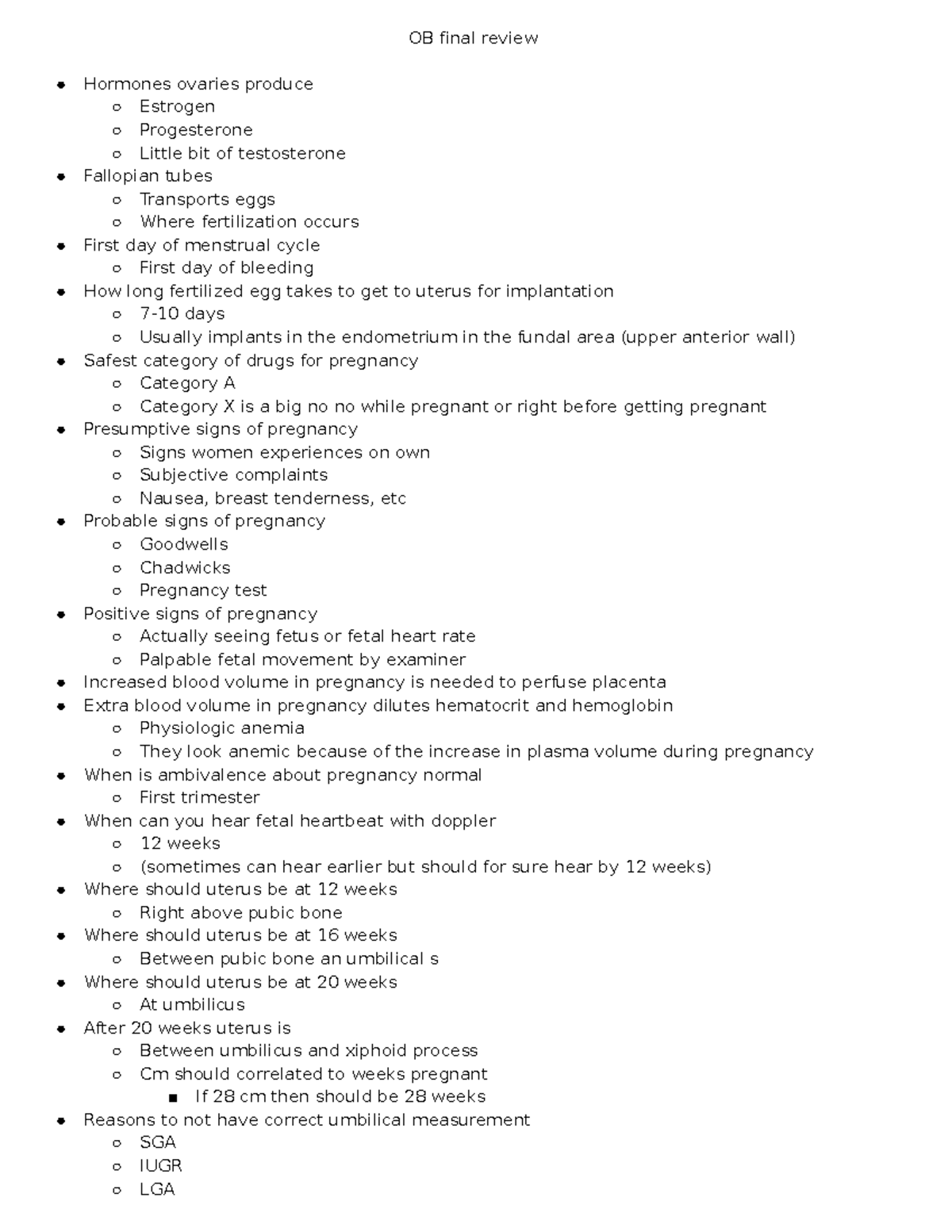 OB final review - OB final review Hormones ovaries produce Estrogen ...