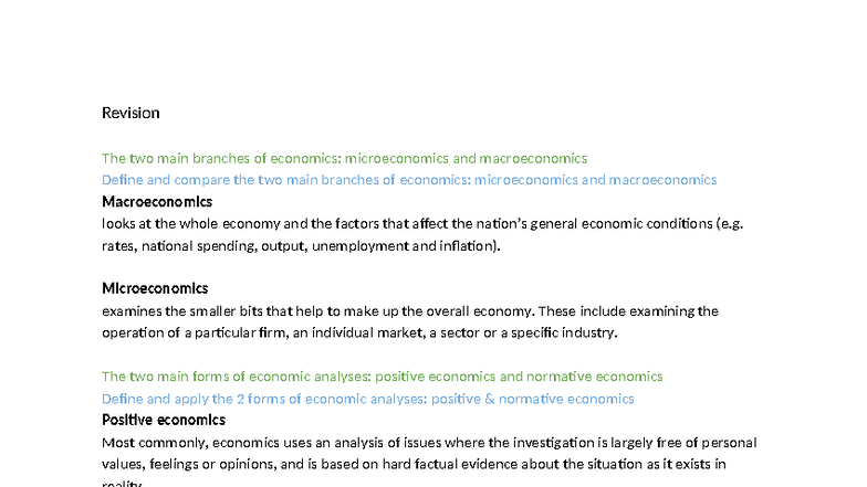 AOS 1 Unit 1 Economics: Key Concepts of Micro and Macroeconomics - Studocu