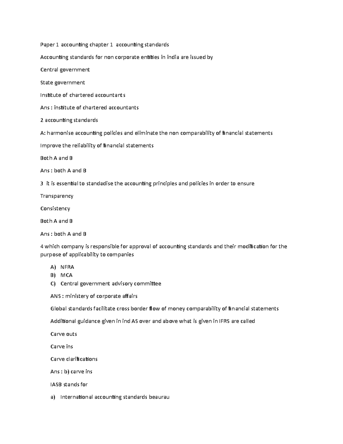 Paper 1: Accounting Chapter 1 - Overview of Accounting Standards - Studocu