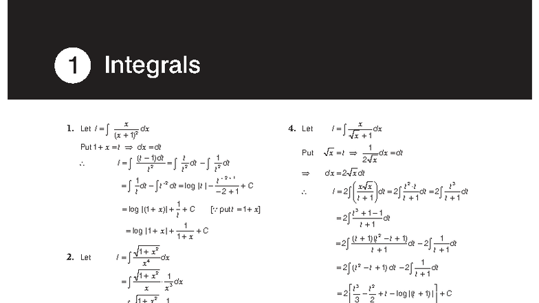 ISCSem II Math XII Solved Integrals Chapter 01 - Studocu