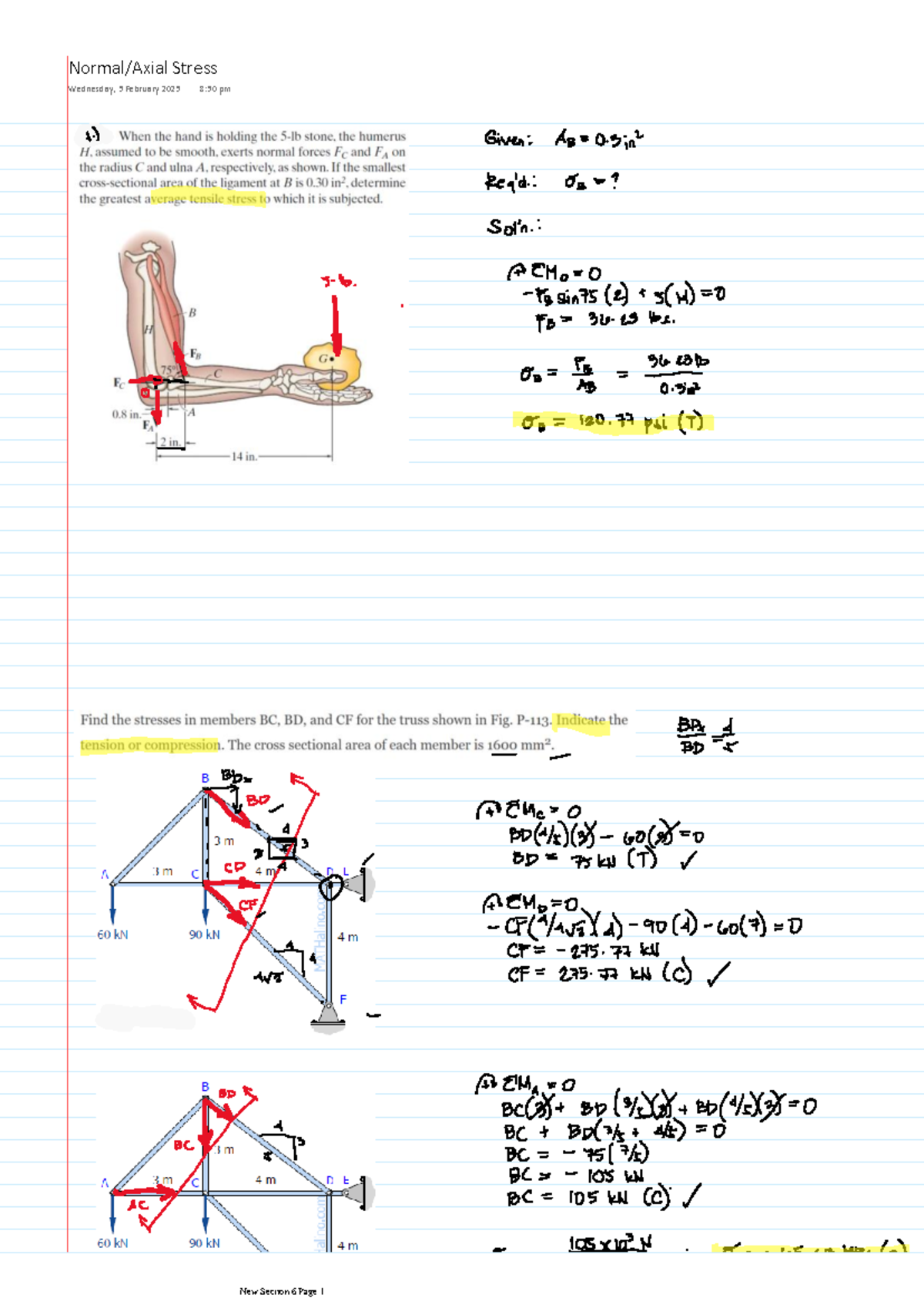 MDB Normal Stress - mechanics of deformable bodies - Normal/Axial ...