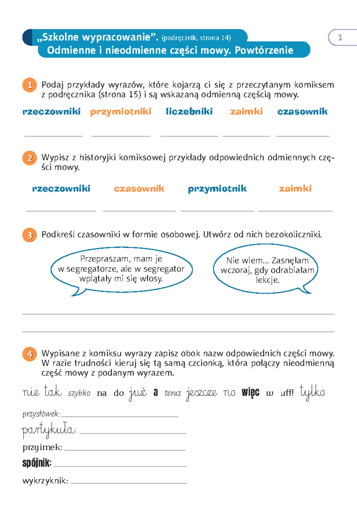 Odmienne I Nieodmienne Części Mowy Klasa 8 www.studocu.com