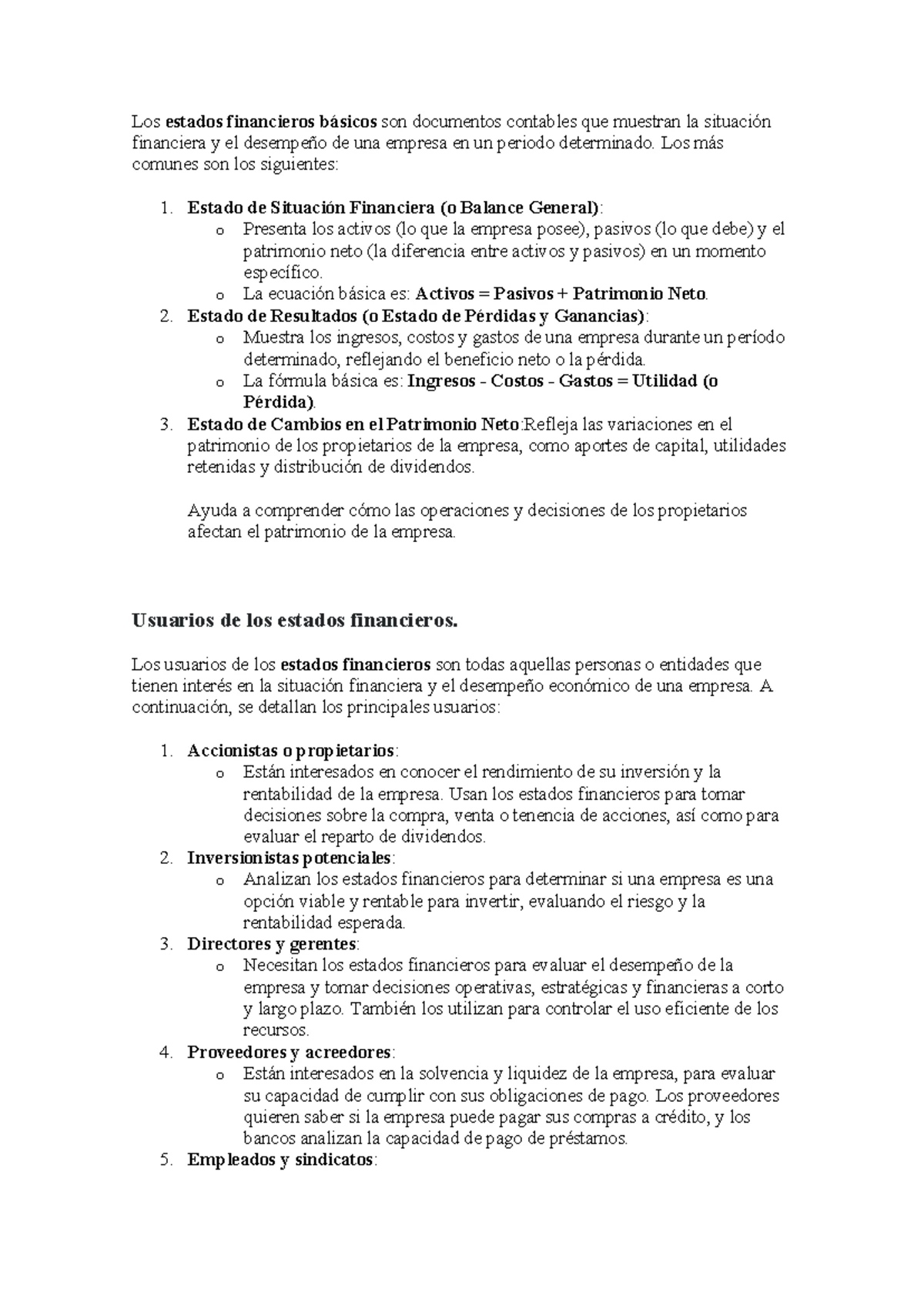 Unidad II: Análisis de Estados Financieros y su Importancia - Studocu