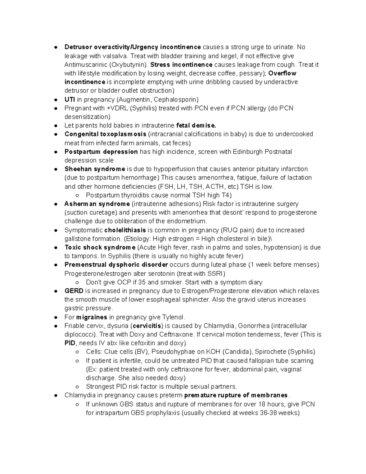 ObGyn (Final Exam Notes) - Key Topics for Review and Study - Studocu