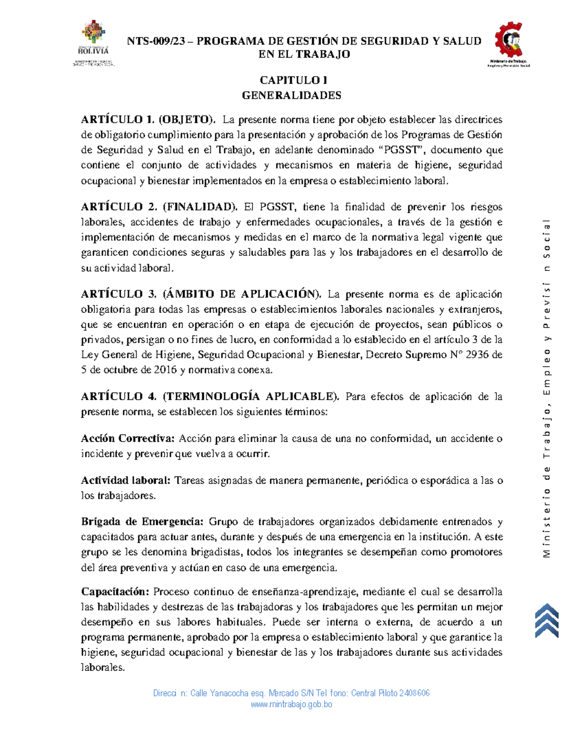 NTS-009 - Normativa de Seguridad y Salud en el Trabajo - Document Preview