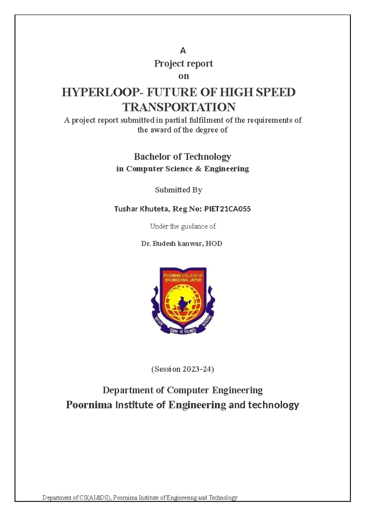 BTech Project Report: Hyperloop - The Future of High-Speed Transport ...