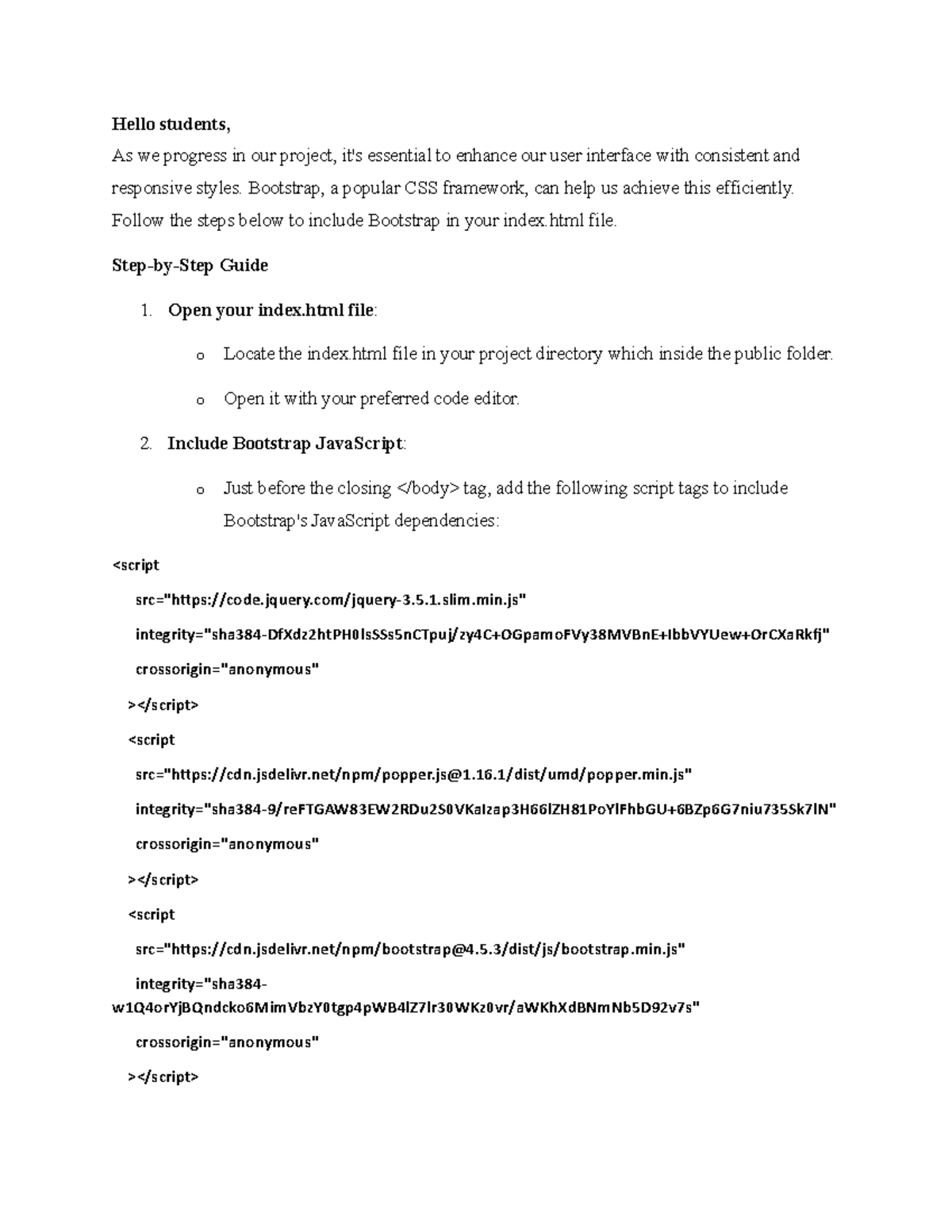 Bootstrap Integration Guide for Project - Essential Steps - Studocu