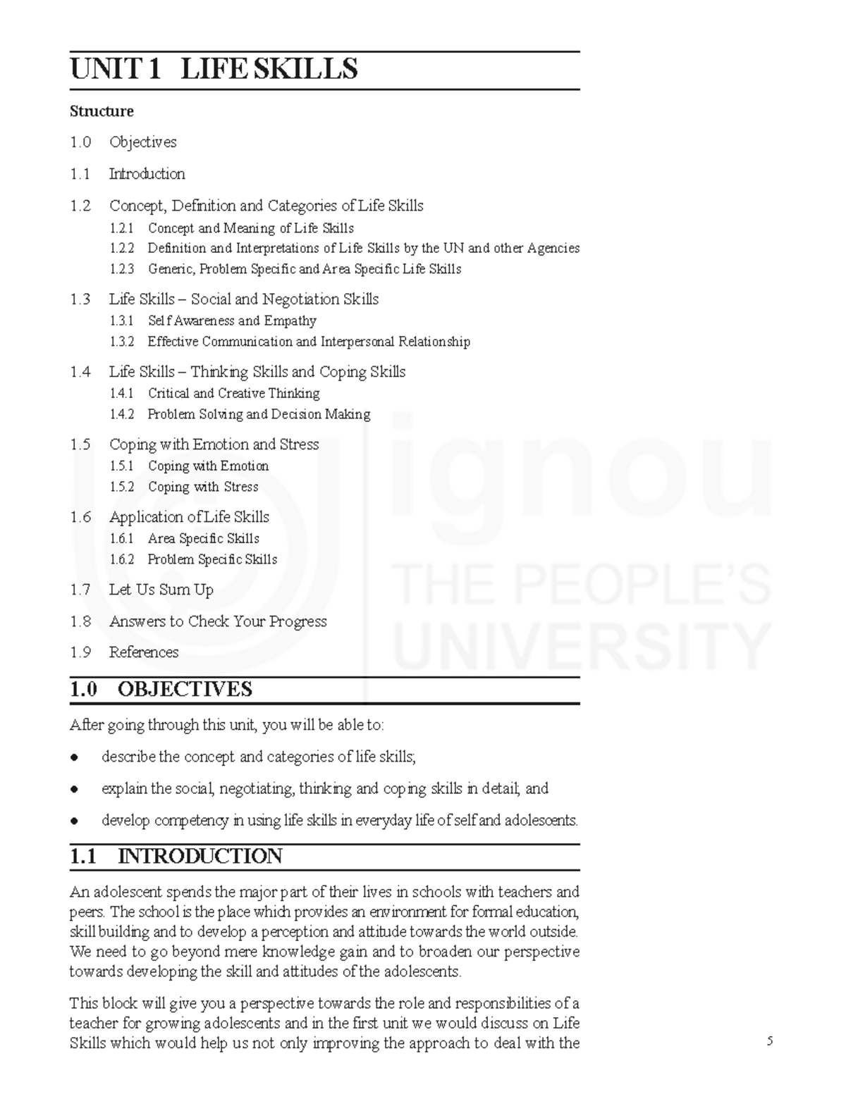 Unit 1: Life Skills Overview and Applications - Studocu