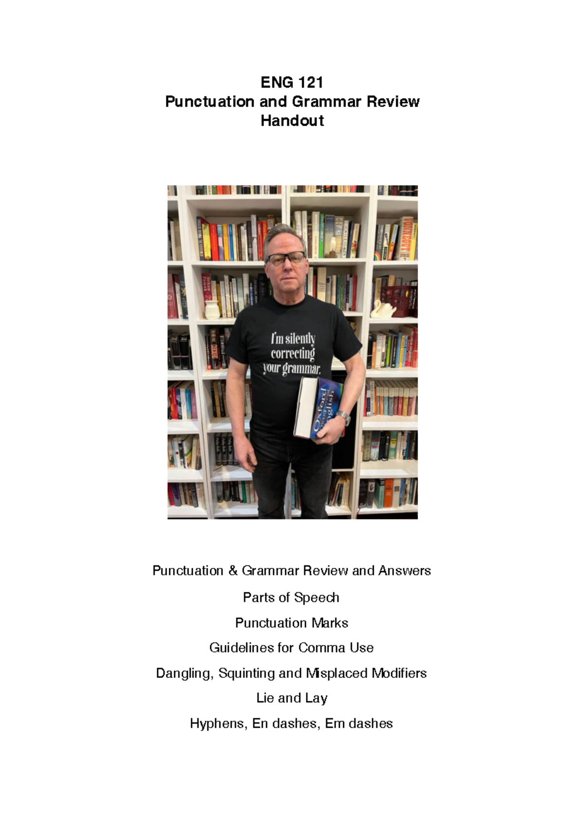 Punctuation and Grammar Review Handout for ENG 121 - Studocu