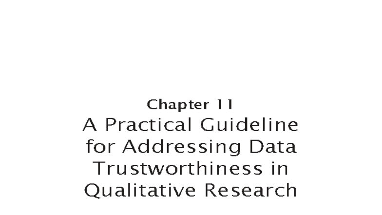 Chapter 11: Ensuring Data Trustworthiness in Qualitative Research ...