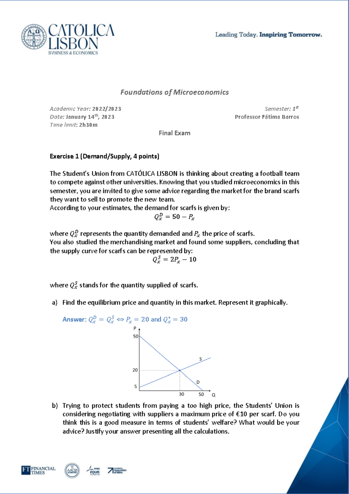 Exam 22-23: Microeconomics Final Exam Solutions and Analysis - Studocu