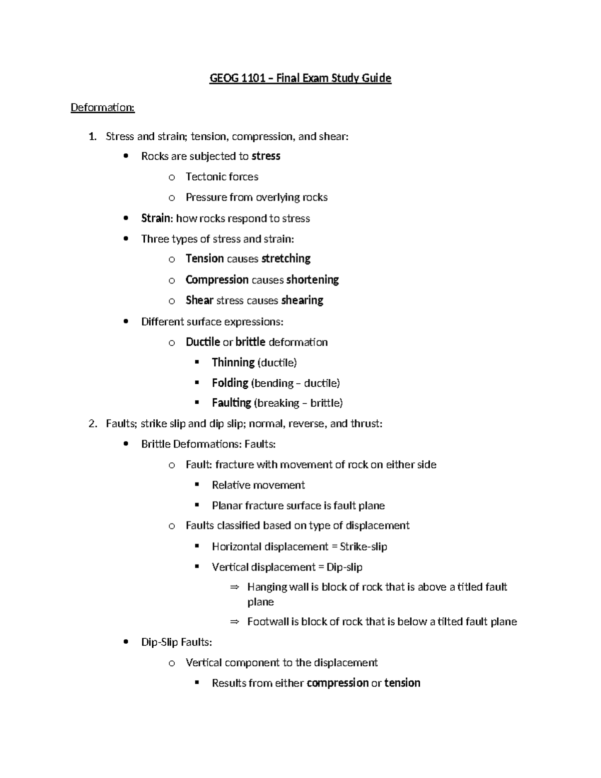 GEOG 1101 – Final Exam Study Guide: Earthquakes, Volcanoes & Hydrology ...