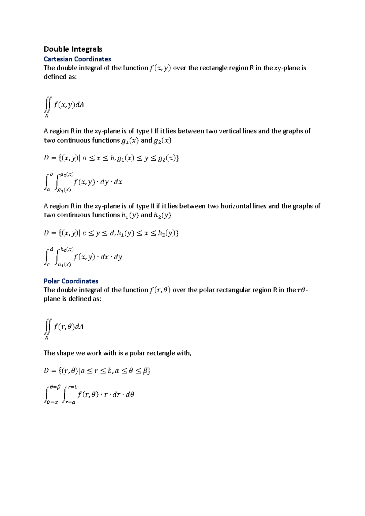 Calculus Q2: Double and Triple Integrals Overview - Studeersnel
