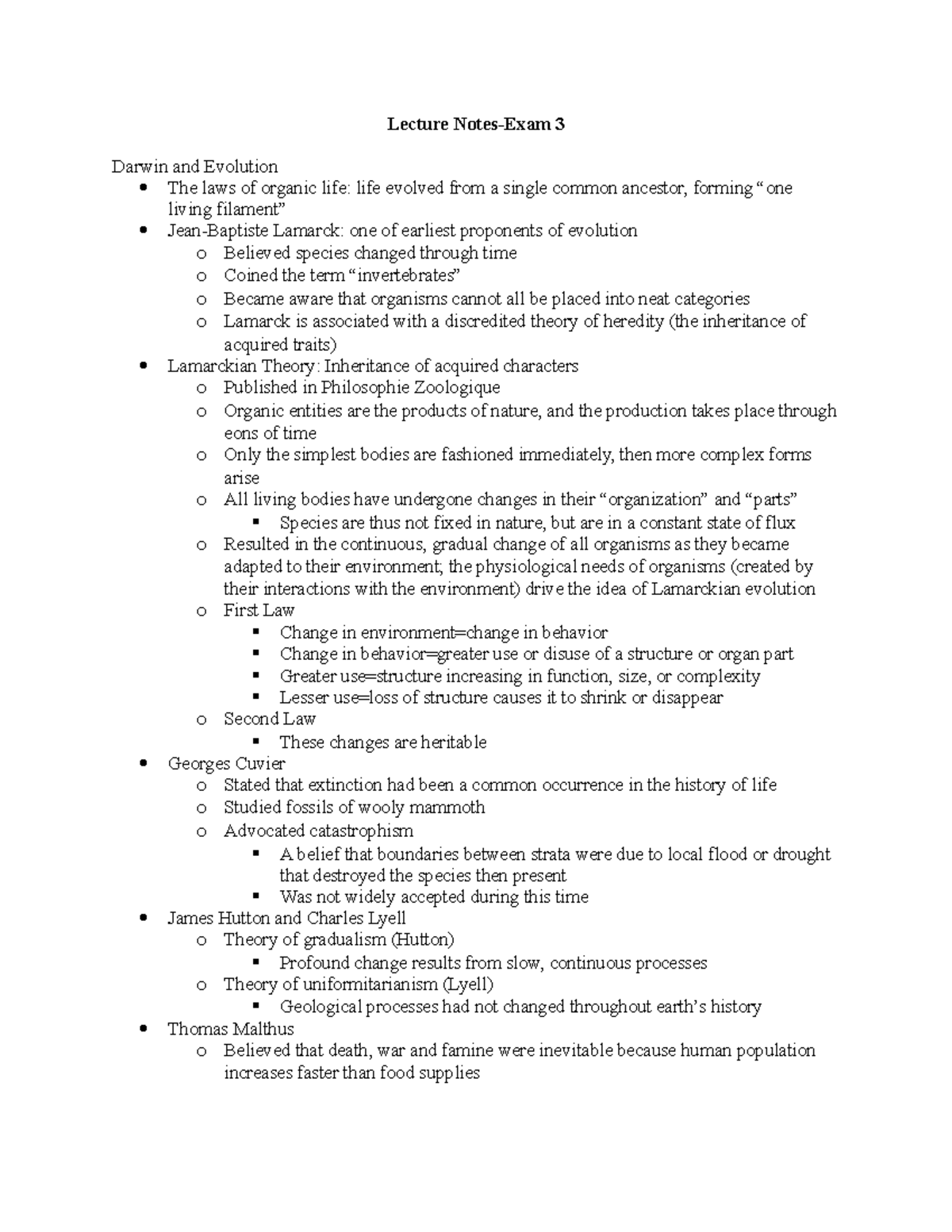 Bio 0160 Lecture Notes: Key Concepts for Exam 3 on Evolution - Studocu